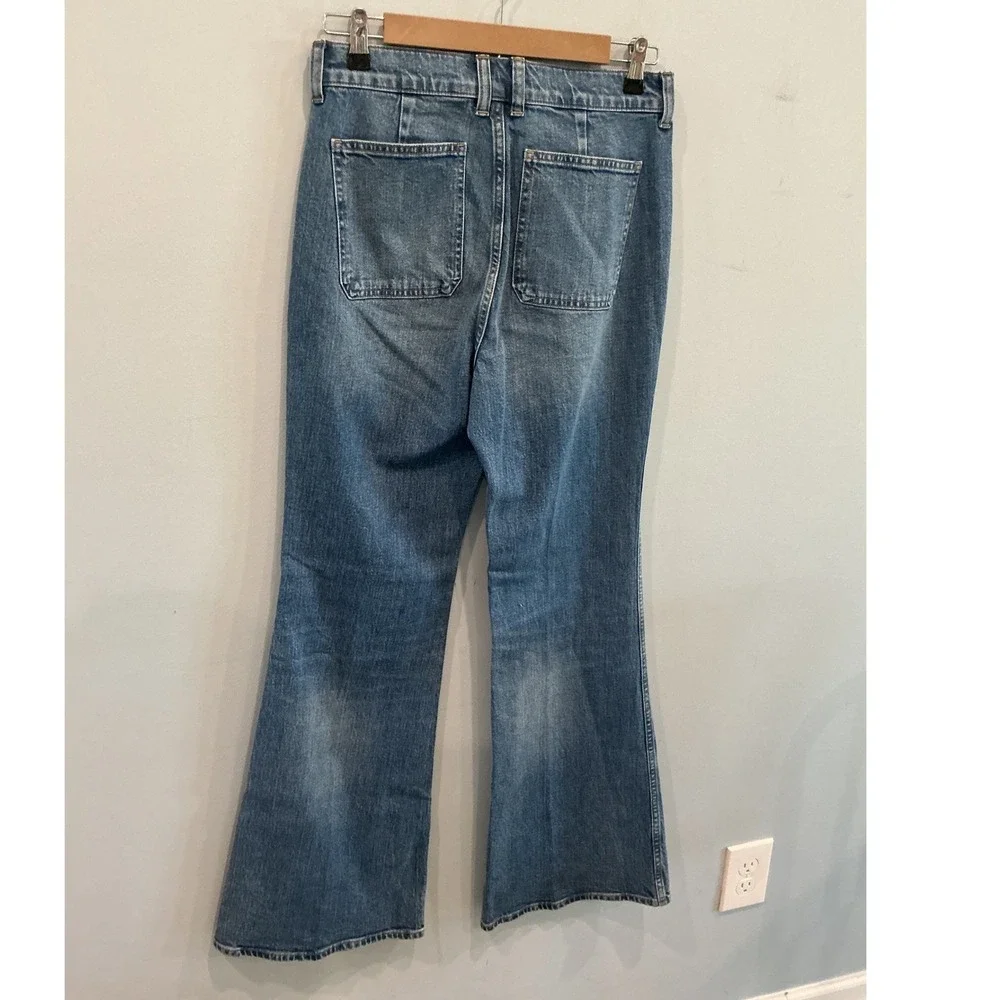 NEW J.Crew Womens Flare High Rise Jeans 27 Patch Pocket Western Fall Preppy Boho